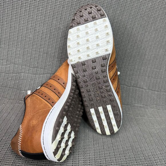 Adidas Golf Mens Size 11.5 Tan & Black Spikeless golf shoes leather suede - Picture 7 of 8
